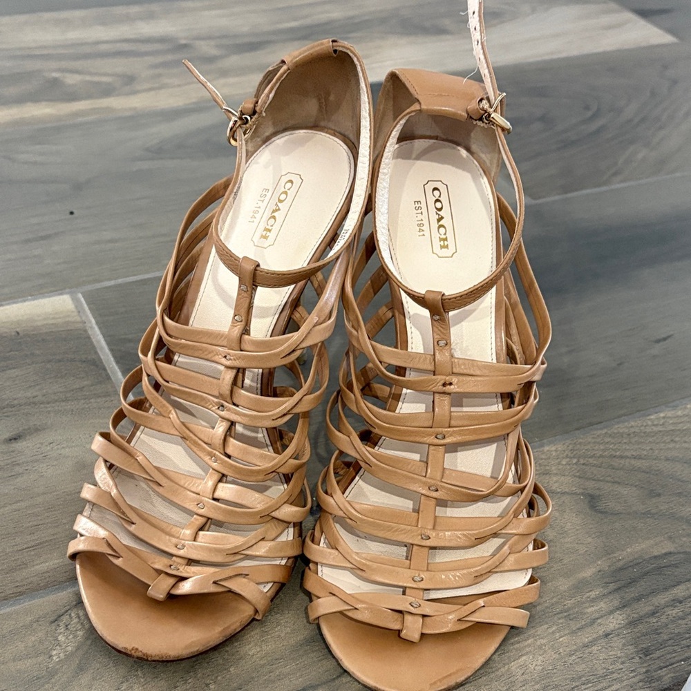 Coach Women's Beige Strappy Sandals